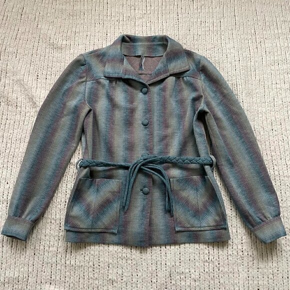 Handmade Blue and Purple Patterned Vintage Inspired Jacket - Size Small - Picture 1 of 5